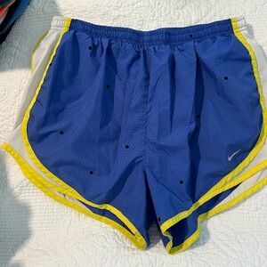 Nike Blue and Yellow Athletic Shorts